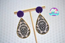 Load image into Gallery viewer, Silkscreen Sugar Skull Earrings