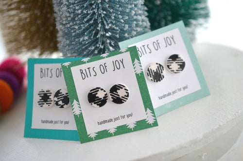 Holiday buffalo plaid studs