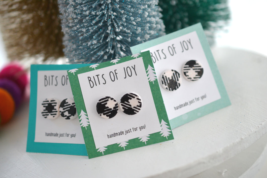 Holiday buffalo plaid studs