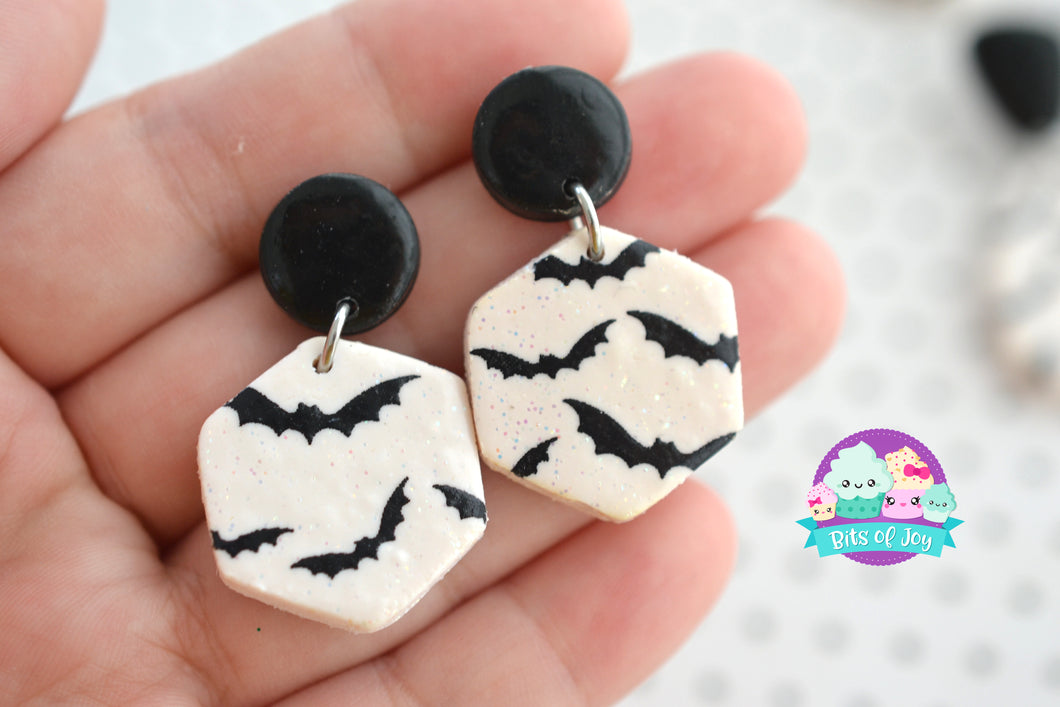 Silkscreen Halloween Bat Studs