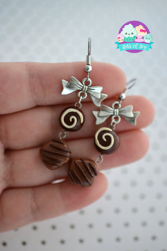 Chocolate Lovers Valentine's Day Dangle Bow Earrings