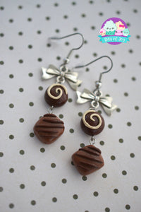 Chocolate Lovers Valentine's Day Dangle Bow Earrings