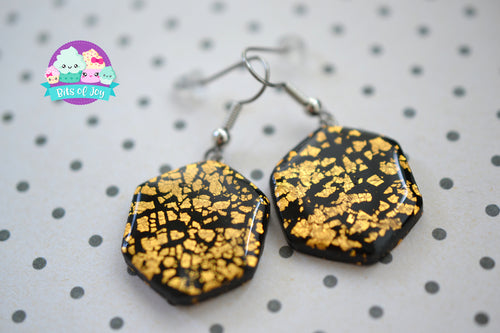 Custom Gold or Silver Leaf Hexagon Dangles