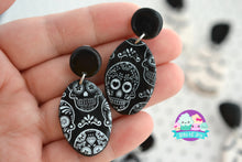 Load image into Gallery viewer, Silkscreen Sugar Skull Earrings