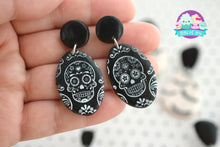 Load image into Gallery viewer, Silkscreen Sugar Skull Earrings