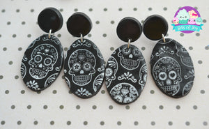 Silkscreen Sugar Skull Earrings