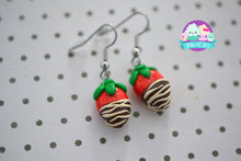 Load image into Gallery viewer, Chocolate Covered Strawberry Dangle Earrings