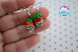 Chocolate Covered Strawberry Dangle Earrings