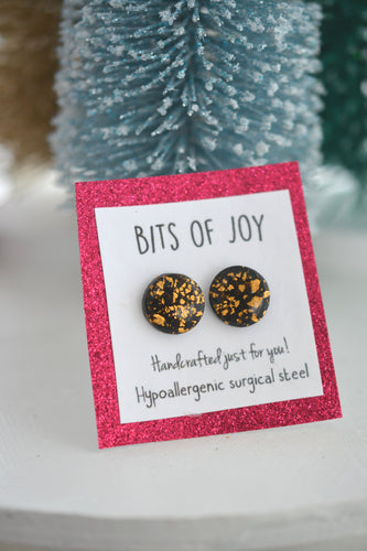 Black and gold leaf studs