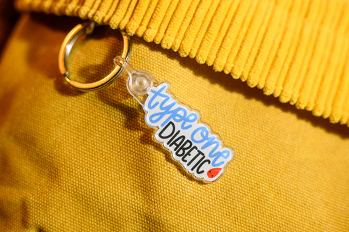 type one diabetic medical alert keychain
