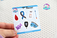 type one diabetes sticker sheet mini