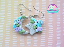 Load image into Gallery viewer, MISMATCHED Custom Floral Star &amp; Moon Dangles