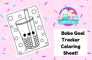 Boba Tea Goal Tracker Coloring Sheet