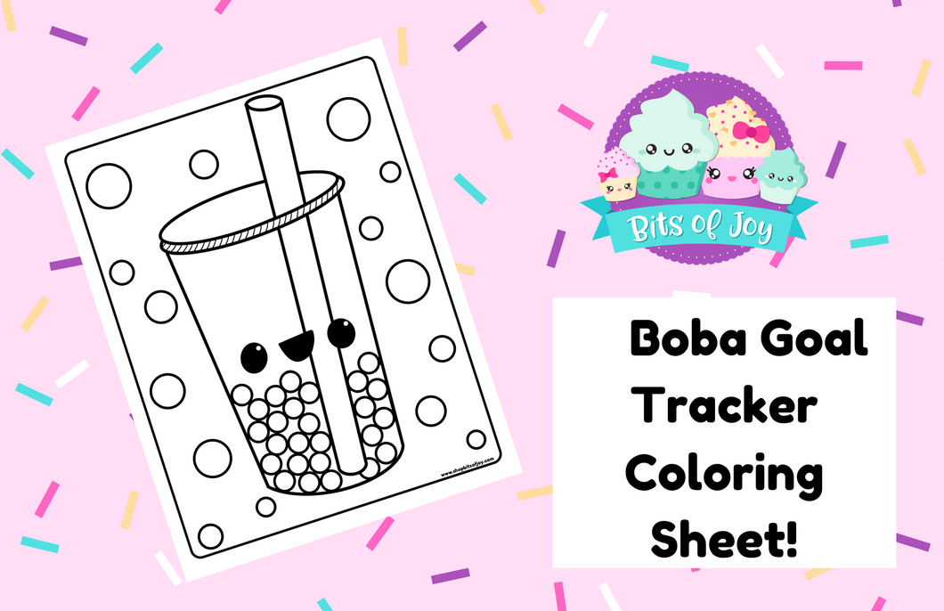 Boba Tea Goal Tracker Coloring Sheet