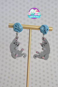 Hang with me Cat and Yarn earrings