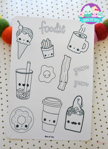Color Your Own Foodie Sticker Sheet