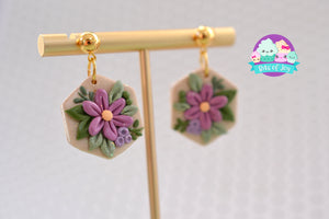 Beauty Lies Within Floral Hexagon Earrings