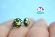 Load image into Gallery viewer, Silver and Gold Leaf Glitter Globe Studs