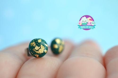 Silver and Gold Leaf Glitter Globe Studs