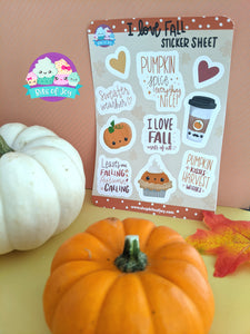 I love Fall Themed Sticker Sheet