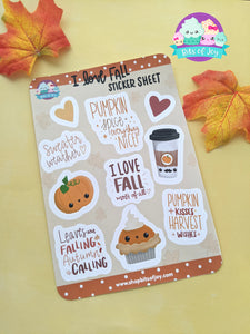 I love Fall Themed Sticker Sheet