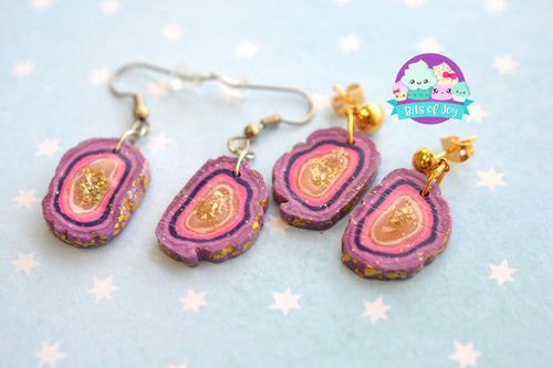 PURPLE Geode Earrings