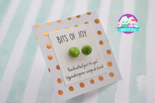 Load image into Gallery viewer, Light Green Glitter Coated Studs