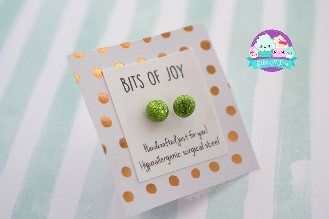 Light Green Glitter Coated Studs