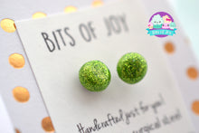 Load image into Gallery viewer, Light Green Glitter Coated Studs