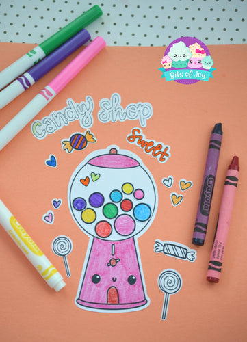 Color Your Own Bubblegum Machine Sticker Sheet