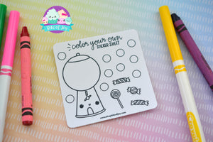 Color Your Own Bubblegum Machine Sticker Sheet