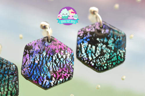 Hexagonal Alcohol Ink Earrings