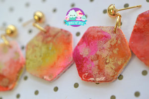 Sunsets are Made of These Hexagonal Alcohol Ink Earrings
