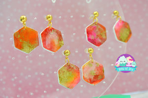 Sunsets are Made of These Hexagonal Alcohol Ink Earrings