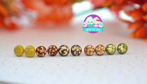 Gold Leaf Fall Colors Globe Studs