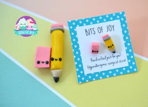 Mismatched Pencil and Eraser Studs