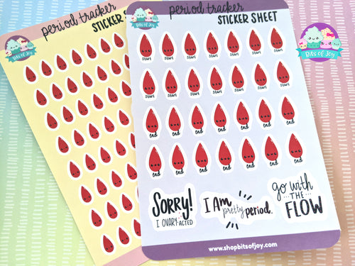Period Tracker Planner Sticker Sheet Combo