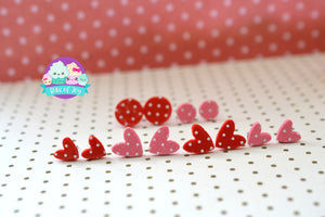 Valentine's Polka Dot Silkscreen Studs