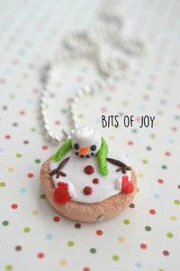 Melted Snowman Cookie Charm Necklace