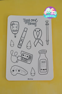 Color Your Own Type One Diabetes Awareness Sticker Sheet
