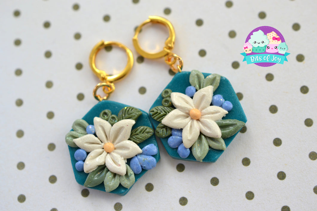 Beauty Lies Within Floral Hexagon Earrings